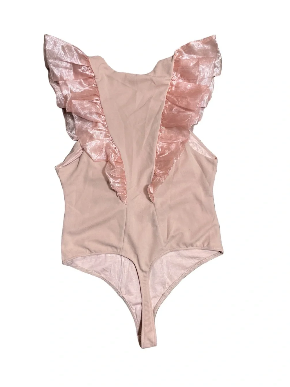 Intimately Free People Pink Ruffle V-Neck Bodysuit NWT Size L - Picture 4 of 5